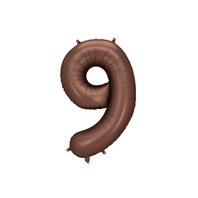 Fóliový balónek číslo “9” HNĚDÝ, 86 cm