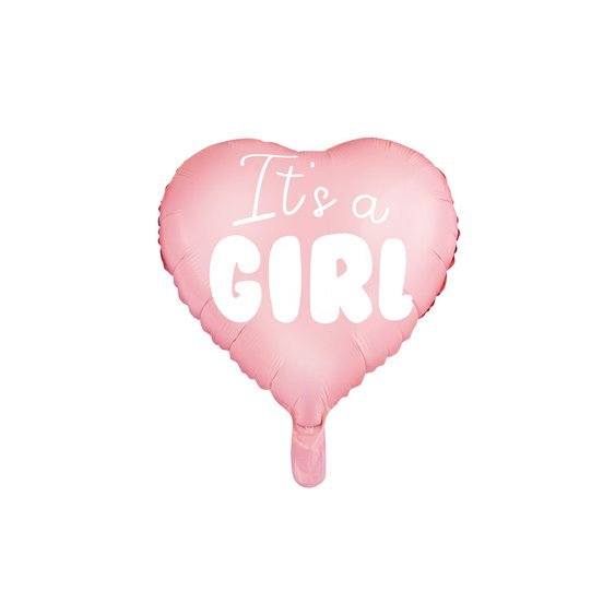 Fóliový balónek srdce "It's a girl" RŮŽOVÝ, 45 cm - Obr. 1
