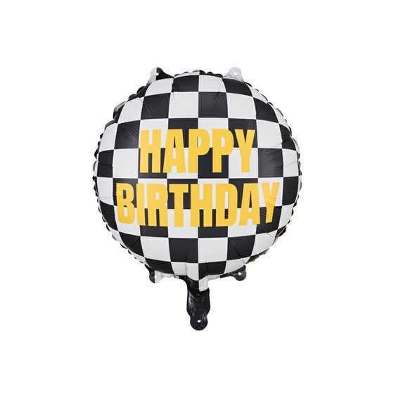 Fóliový narozeninový balónek “Šachovnicová vlajka”, 45 cm - Obr.1