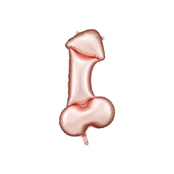 Fóliový balónek “Penis” RŮŽOVO-ZLATÝ, 46x88 cm - Obr.1