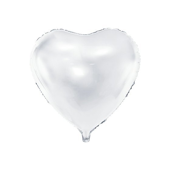 Fóliový metalický balónek "Srdce" BÍLÝ, 61 cm - Obr. 1
