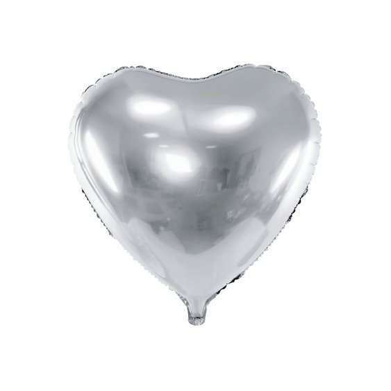Fóliový metalický balónek "Srdce" STŘÍBRNÝ, 61 cm - Obr. 1