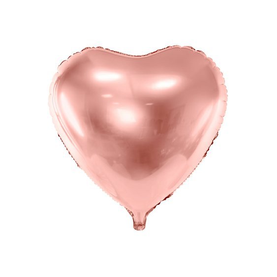 Fóliový metalický balónek "Srdce" RŮŽOVO-ZLATÝ, 61 cm - Obr. 1
