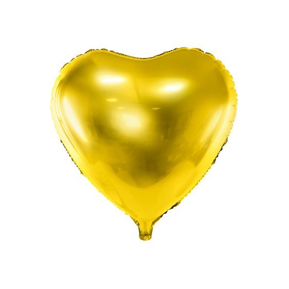 Fóliový metalický balónek "Srdce" ZLATÝ, 61 cm - Obr. 1