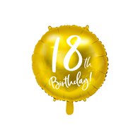 Fóliový balónek "18. narozeniny" ZLATÝ, 45 cm