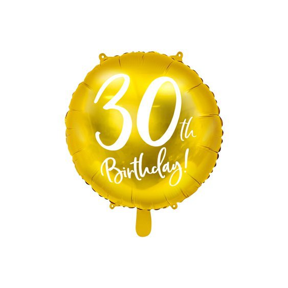 Fóliový balónek "30. narozeniny" ZLATÝ, 45 cm - Obr. 1