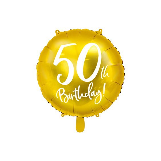Fóliový balónek "50. narozeniny" ZLATÝ, 45 cm - Obr. 1