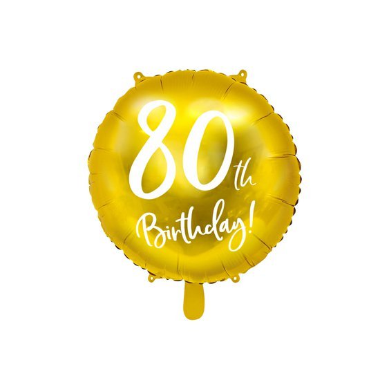 Fóliový balónek "80. narozeniny" ZLATÝ, 45 cm - Obr. 1