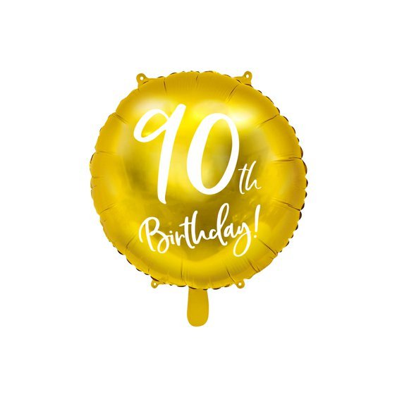 Fóliový balónek "90. narozeniny" ZLATÝ, 45 cm - Obr. 1