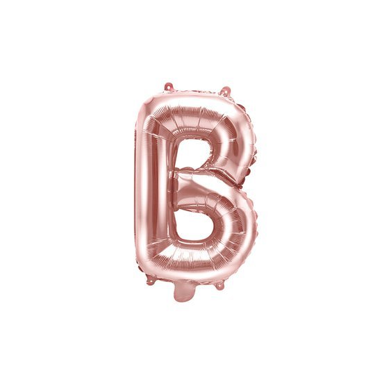Fóliový balónek písmeno "B" RŮŽOVO-ZLATÝ, 35 cm - Obr. 1