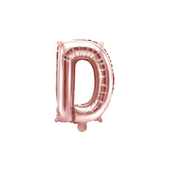 Fóliový balónek písmeno "D" RŮŽOVO-ZLATÝ, 35 cm - Obr. 1