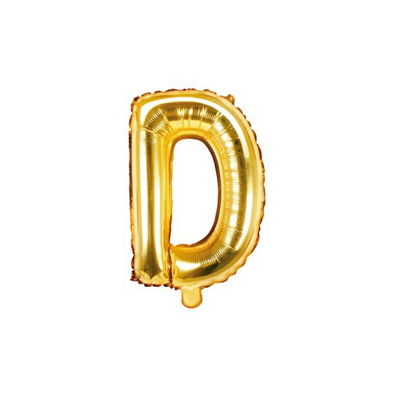 Fóliový balónek písmeno "D" ZLATÝ, 35 cm - Obr. 1