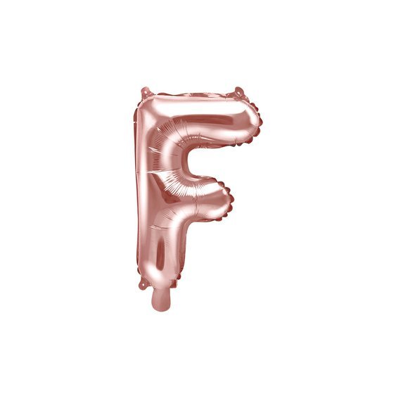Fóliový balónek písmeno "F" RŮŽOVO-ZLATÝ, 35 cm - Obr. 1
