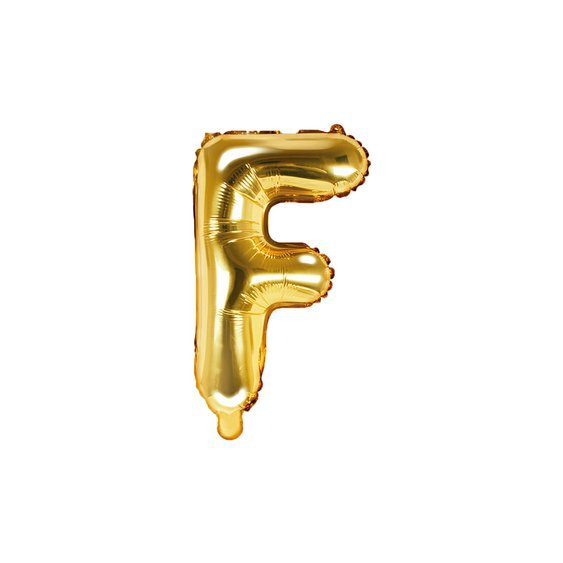 Fóliový balónek písmeno "F" ZLATÝ, 35 cm - Obr. 1