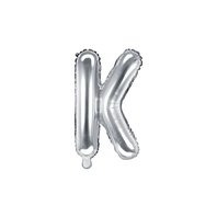 Fóliový balónek písmeno "K" STŘÍBRNÝ, 35 cm