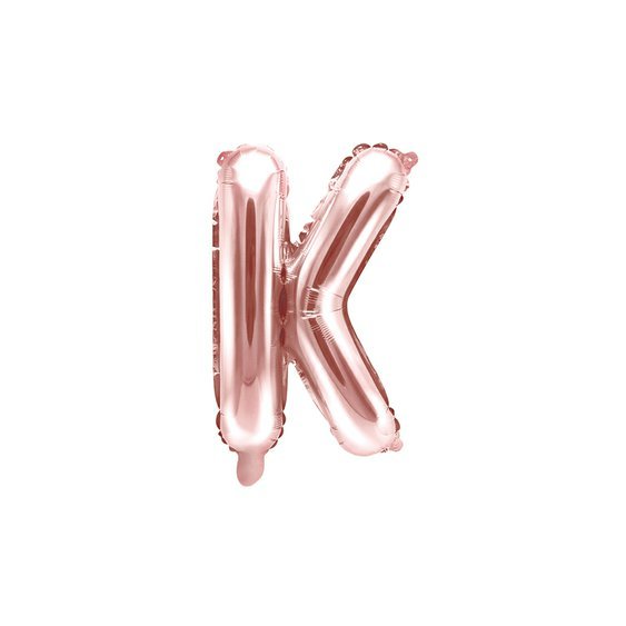 Fóliový balónek písmeno "K" RŮŽOVO-ZLATÝ, 35 cm - Obr. 1