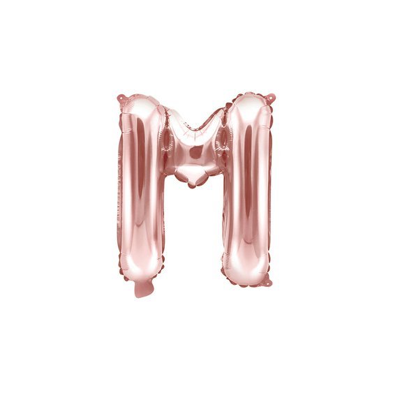 Fóliový balónek písmeno "M" RŮŽOVO-ZLATÝ, 35 cm - Obr. 1