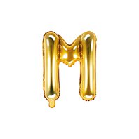 Fóliový balónek písmeno "M" ZLATÝ, 35 cm