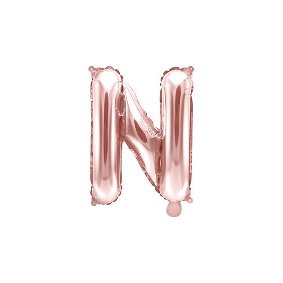Fóliový balónek písmeno "N" RŮŽOVO-ZLATÝ, 35 cm - Obr. 1