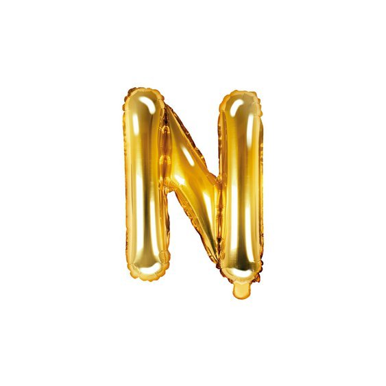 Fóliový balónek písmeno "N" ZLATÝ, 35 cm - Obr. 1