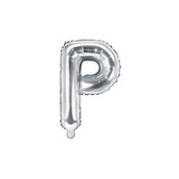 Fóliový balónek písmeno "P" STŘÍBRNÝ, 35 cm