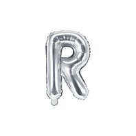Fóliový balónek písmeno "R" STŘÍBRNÝ, 35 cm
