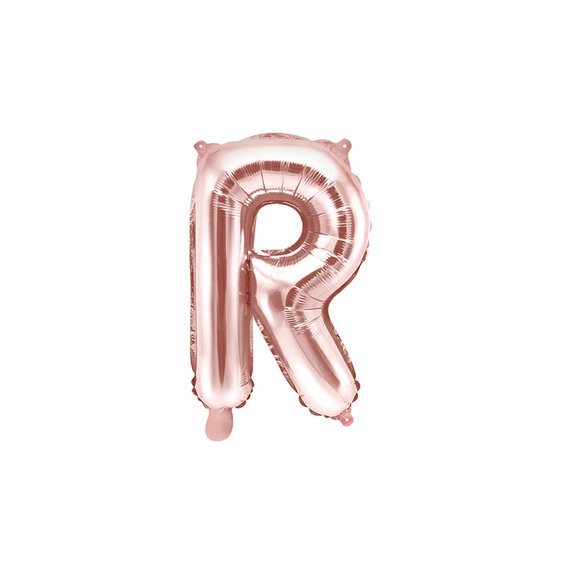 Fóliový balónek písmeno "R" RŮŽOVO-ZLATÝ, 35 cm - Obr. 1