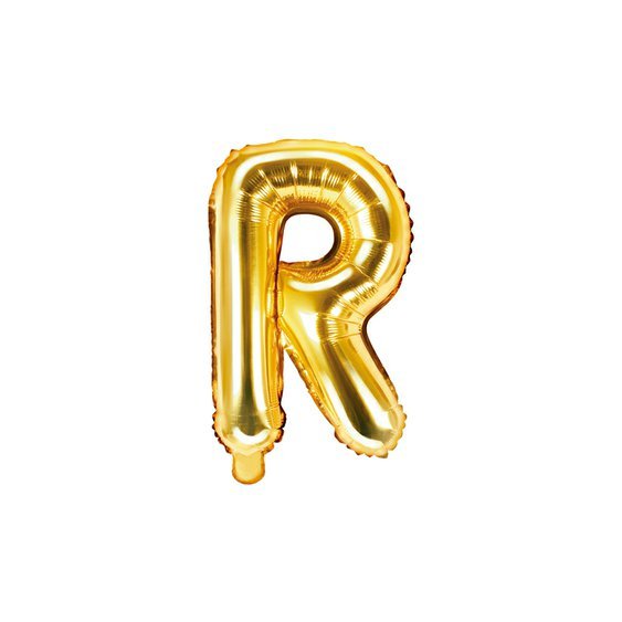 Fóliový balónek písmeno "R" ZLATÝ, 35 cm - Obr. 1