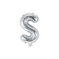 Fóliový balónek písmeno "S" STŘÍBRNÝ, 35 cm