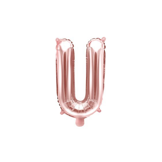 Fóliový balónek písmeno "U" RŮŽOVO-ZLATÝ, 35 cm - Obr. 1