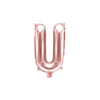 Fóliový balónek písmeno "U" RŮŽOVO-ZLATÝ, 35 cm