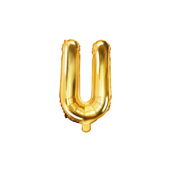 Fóliový balónek písmeno "U" ZLATÝ, 35 cm - Obr. 1