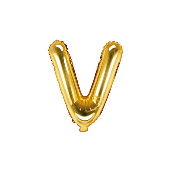 Fóliový balónek písmeno "V" ZLATÝ, 35 cm - Obr. 1