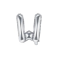 Fóliový balónek písmeno "W" STŘÍBRNÝ, 35 cm