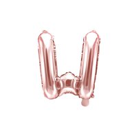 Fóliový balónek písmeno "W" RŮŽOVO-ZLATÝ, 35 cm