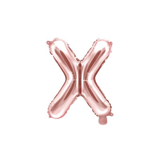 Fóliový balónek písmeno "X" RŮŽOVO-ZLATÝ, 35 cm - Obr. 1