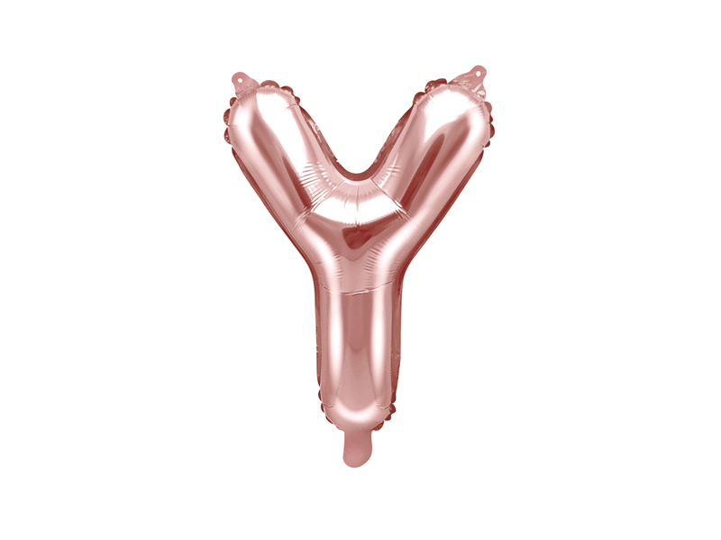Fóliový balónek písmeno "Y" RŮŽOVO-ZLATÝ, 35 cm