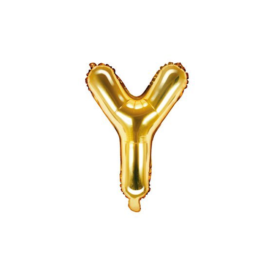 Fóliový balónek písmeno "Y" ZLATÝ, 35 cm - Obr. 1