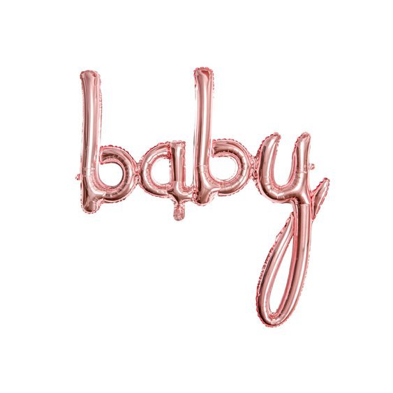 Fóliový balónkový nápis "baby" RŮŽOVO-ZLATÝ, 73x75 cm - Obr. 1