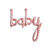 Fóliový balónkový nápis "baby" RŮŽOVO-ZLATÝ, 73x75 cm