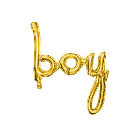 Fóliový balónkový nápis "boy" ZLATÝ, 63x74 cm - Obr. 1