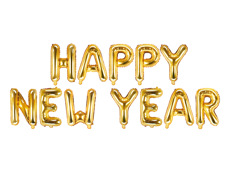 Fóliový balónkový nápis "HAPPY NEW YEAR" ZLATÝ, 422x46 cm