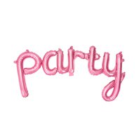 Fóliový balónkový nápis "party" RŮŽOVÝ, 80x40 cm