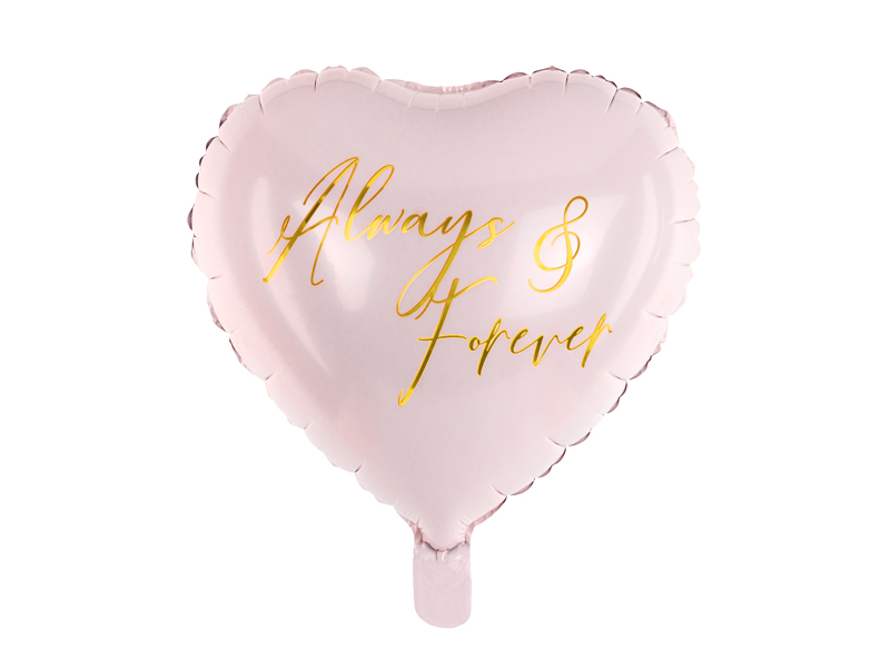 Fóliový balónek srdce "Always&Forever" RŮŽOVÝ, 45 cm