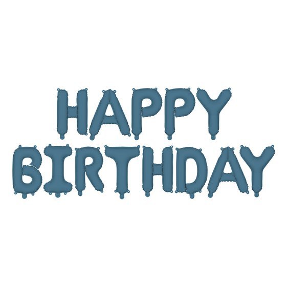 Fóliový balónkový nápis "HAPPY BIRTHDAY" NAVY BLUE, 340x35 cm - Obr.1