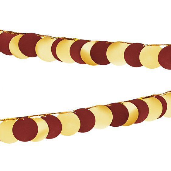 Girlanda s kruhy ZLATÁ/BURGUNDY, 4 cm x 2,2 m - Obr.1