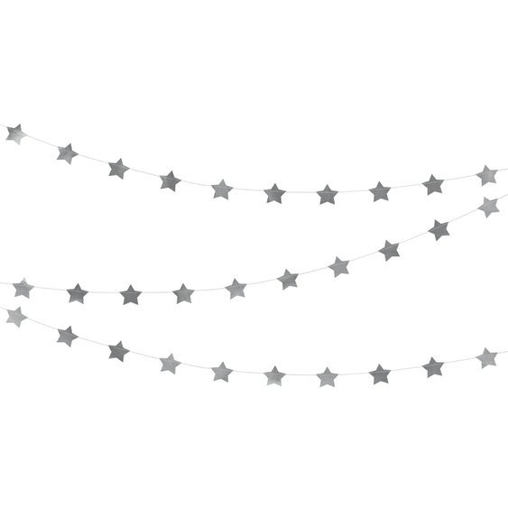 Girlanda z fóliových hvězdiček STŘÍBRNÁ, 3,6 m - Obr. 1