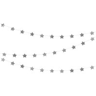 Girlanda z fóliových hvězdiček STŘÍBRNÁ, 3,6 m