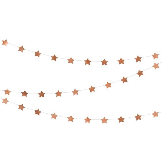 Girlanda z fóliových hvězdiček RŮŽOVO-ZLATÁ, 3,6 m - Obr. 1
