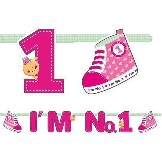 Narozeninový banner "I'm No. 1" RŮŽOVÝ 1,1m